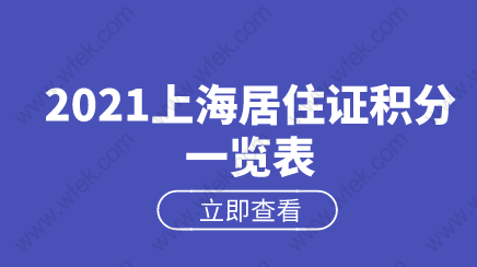 2021最新！上海居住证积分详情一览表