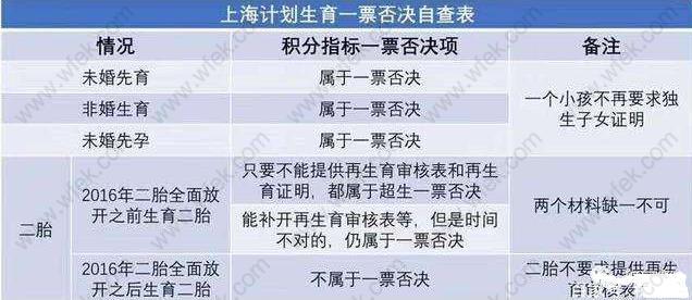 上海计划生育一票否决自查表
